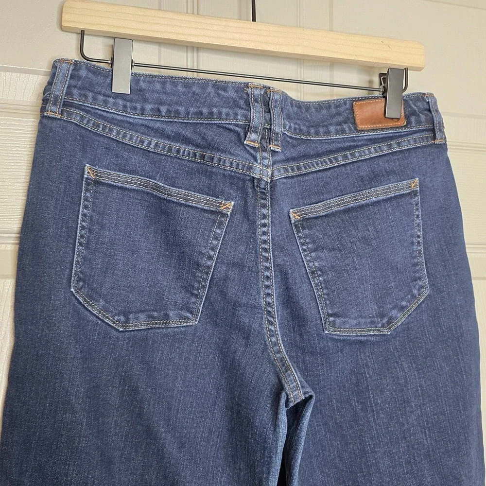 Lands End Womens Wide‎ Leg Trouser Denim Jeans Size 8 Dark Wash